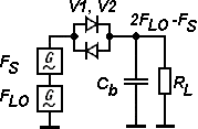 A simplified mixer circuit with anti-parallel diodes