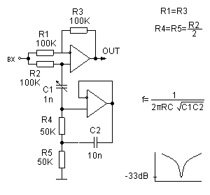 Adjustable notch filter circuit schematic