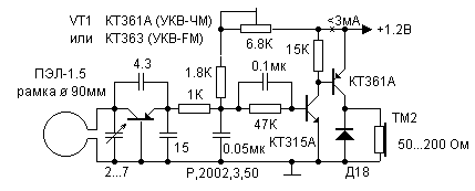VHF super-regenerative receiver with loop antenna circuit diagram