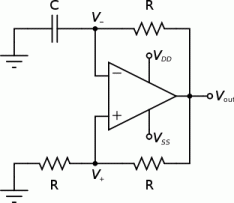 Comparator–based electronic relaxation oscillator