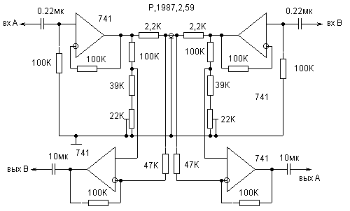 Two-sided transmission line circuit diagram
