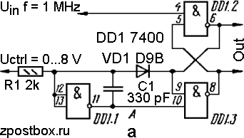 Circuit diagram of the monostable multivibrator